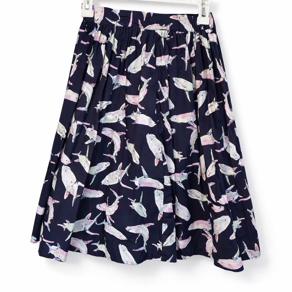 ModCloth Navy‎ Shark Print A-Line Skirt Whimsical Coastal Indie Nautical M - Picture 3 of 9
